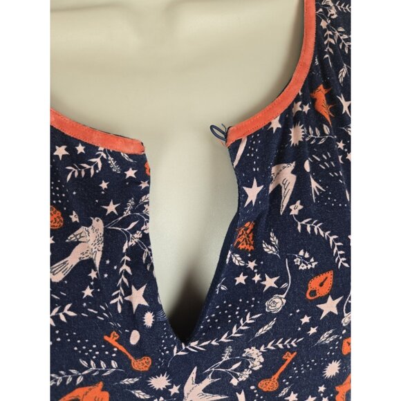 Boden Navy Blue Bird Print Dress US8L UK12L Midi Viscose Knit - Picture 4 of 9